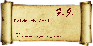 Fridrich Joel névjegykártya